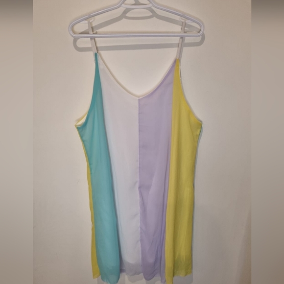 Pastel rainbow spaghetti strap dress size L - Picture 4 of 4